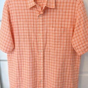 Classic Banana Republic orange gingham button-down shirt